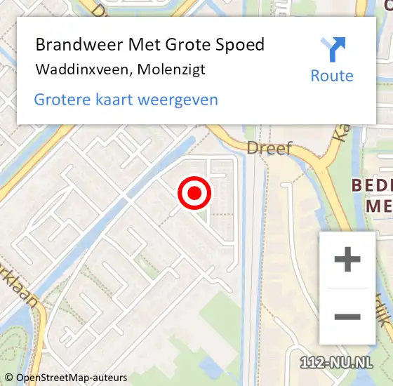 Locatie op kaart van de 112 melding: Brandweer Met Grote Spoed Naar Waddinxveen, Molenzigt op 20 juli 2023 20:20