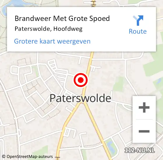 Locatie op kaart van de 112 melding: Brandweer Met Grote Spoed Naar Paterswolde, Hoofdweg op 2 september 2014 11:57