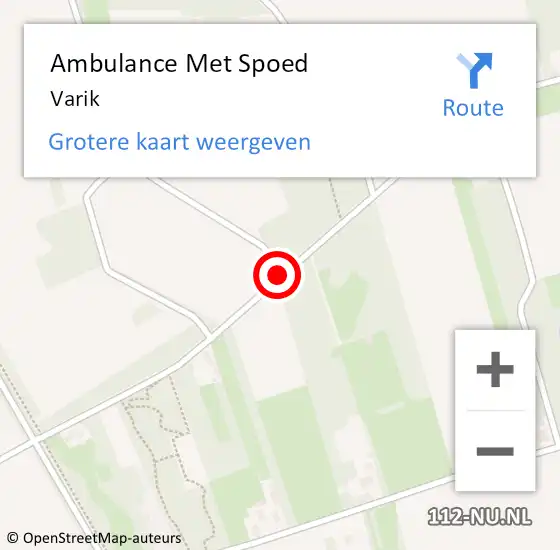 Locatie op kaart van de 112 melding: Ambulance Met Spoed Naar Varik op 20 juli 2023 20:31