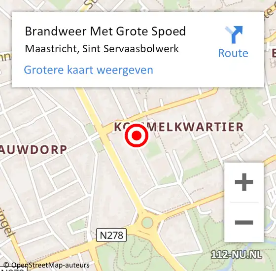 Locatie op kaart van de 112 melding: Brandweer Met Grote Spoed Naar Maastricht, Sint Servaasbolwerk op 20 juli 2023 20:39