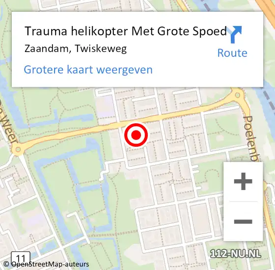 Locatie op kaart van de 112 melding: Trauma helikopter Met Grote Spoed Naar Zaandam, Twiskeweg op 20 juli 2023 20:54