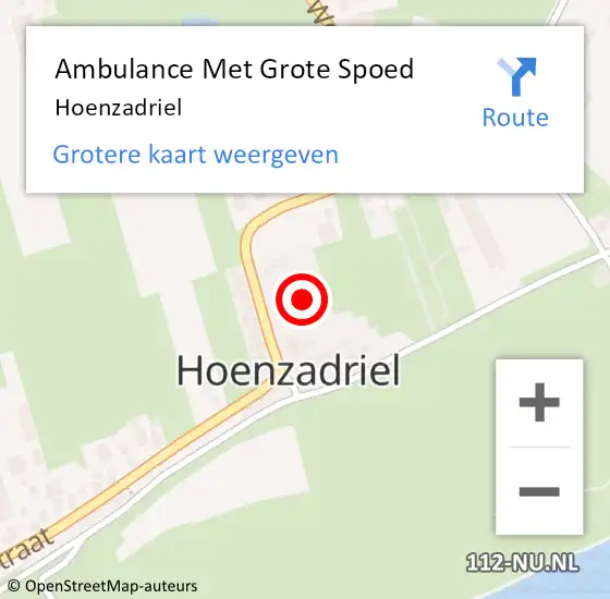 Locatie op kaart van de 112 melding: Ambulance Met Grote Spoed Naar Hoenzadriel op 20 juli 2023 21:05