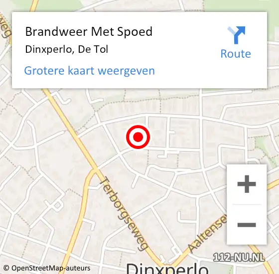 Locatie op kaart van de 112 melding: Brandweer Met Spoed Naar Dinxperlo, De Tol op 20 juli 2023 21:43