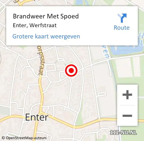 Locatie op kaart van de 112 melding: Brandweer Met Spoed Naar Enter, Werfstraat op 20 juli 2023 21:49