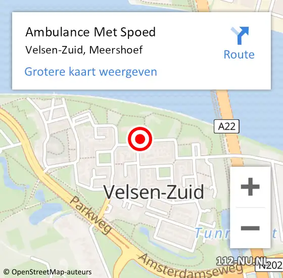 Locatie op kaart van de 112 melding: Ambulance Met Spoed Naar Velsen-Zuid, Meershoef op 20 juli 2023 22:03