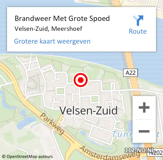 Locatie op kaart van de 112 melding: Brandweer Met Grote Spoed Naar Velsen-Zuid, Meershoef op 20 juli 2023 22:13