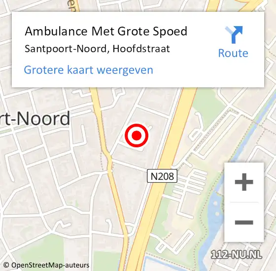 Locatie op kaart van de 112 melding: Ambulance Met Grote Spoed Naar Santpoort-Noord, Hoofdstraat op 20 juli 2023 22:50