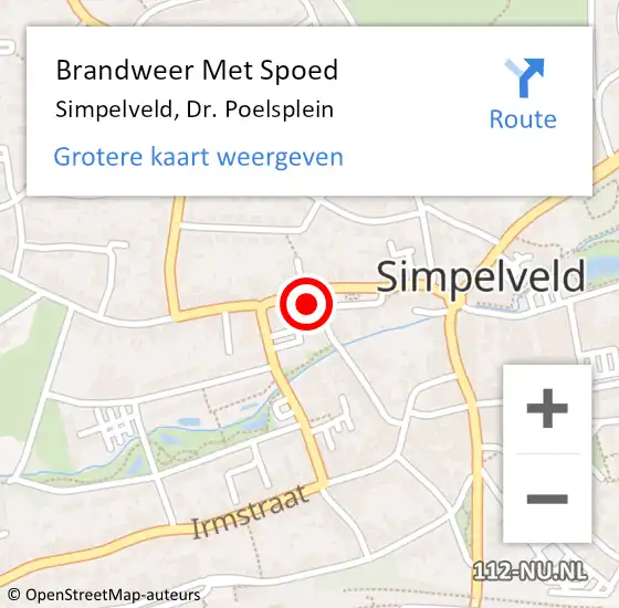 Locatie op kaart van de 112 melding: Brandweer Met Spoed Naar Simpelveld, Dr. Poelsplein op 20 juli 2023 23:00