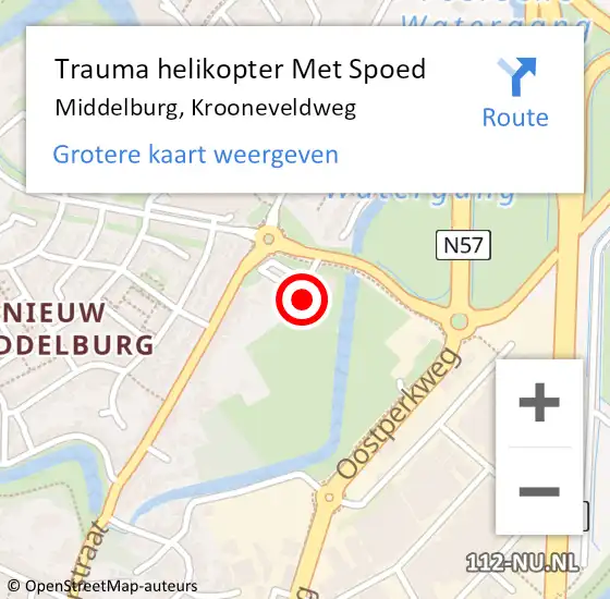 Locatie op kaart van de 112 melding: Trauma helikopter Met Spoed Naar Middelburg, Krooneveldweg op 20 juli 2023 23:18