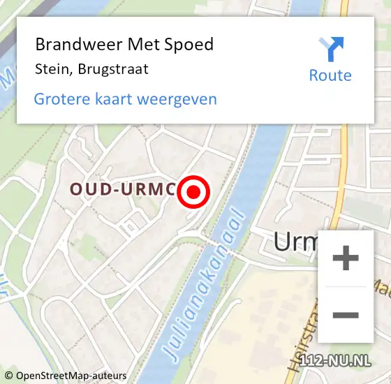 Locatie op kaart van de 112 melding: Brandweer Met Spoed Naar Stein, Brugstraat op 20 juli 2023 23:37