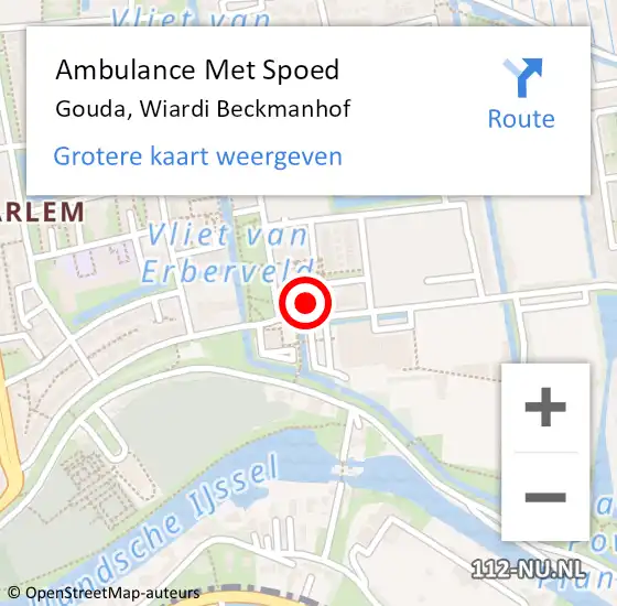 Locatie op kaart van de 112 melding: Ambulance Met Spoed Naar Gouda, Wiardi Beckmanhof op 21 juli 2023 02:00