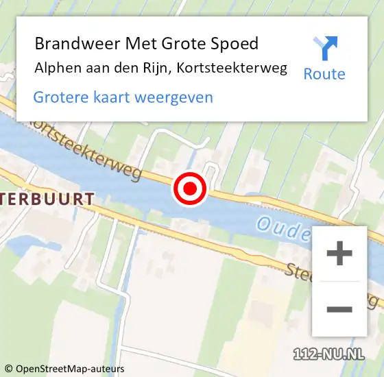 Locatie op kaart van de 112 melding: Brandweer Met Grote Spoed Naar Alphen aan den Rijn, Kortsteekterweg op 21 juli 2023 02:13