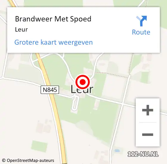 Locatie op kaart van de 112 melding: Brandweer Met Spoed Naar Leur op 21 juli 2023 03:08