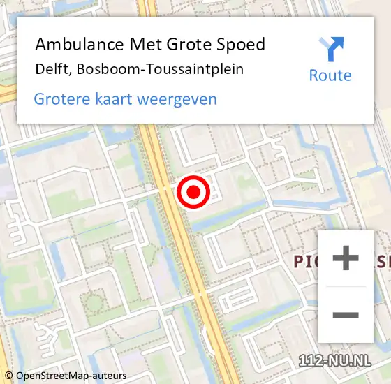 Locatie op kaart van de 112 melding: Ambulance Met Grote Spoed Naar Delft, Bosboom-Toussaintplein op 2 september 2014 12:19