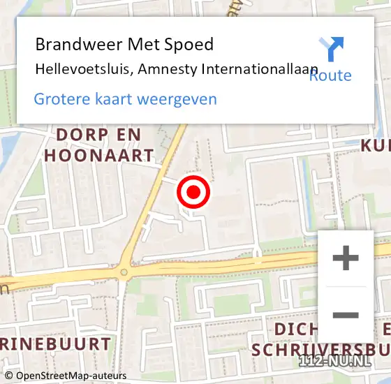 Locatie op kaart van de 112 melding: Brandweer Met Spoed Naar Hellevoetsluis, Amnesty Internationallaan op 21 juli 2023 03:39