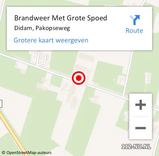 Locatie op kaart van de 112 melding: Brandweer Met Grote Spoed Naar Didam, Pakopseweg op 21 juli 2023 03:59