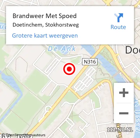 Locatie op kaart van de 112 melding: Brandweer Met Spoed Naar Doetinchem, Stokhorstweg op 21 juli 2023 05:48