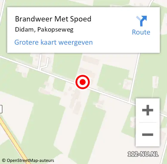 Locatie op kaart van de 112 melding: Brandweer Met Spoed Naar Didam, Pakopseweg op 21 juli 2023 06:02