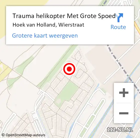 Locatie op kaart van de 112 melding: Trauma helikopter Met Grote Spoed Naar Hoek van Holland, Wierstraat op 21 juli 2023 06:47