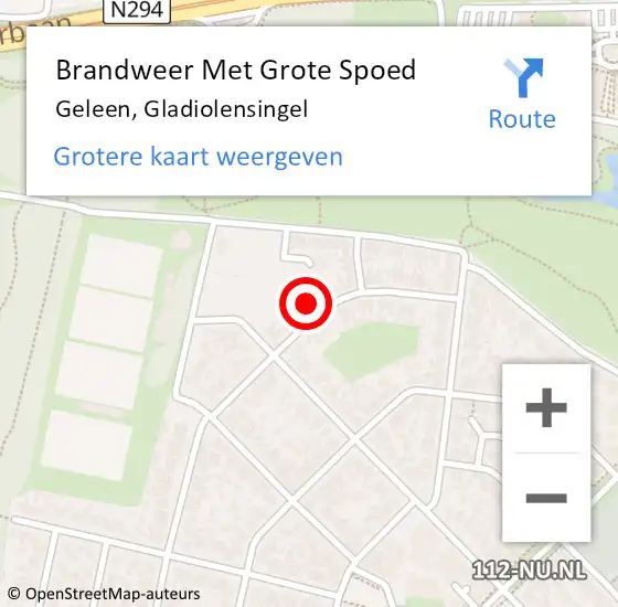 Locatie op kaart van de 112 melding: Brandweer Met Grote Spoed Naar Geleen, Gladiolensingel op 21 juli 2023 07:19