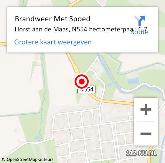 Locatie op kaart van de 112 melding: Brandweer Met Spoed Naar Horst aan de Maas, N554 hectometerpaal: 6,7 op 21 juli 2023 07:28