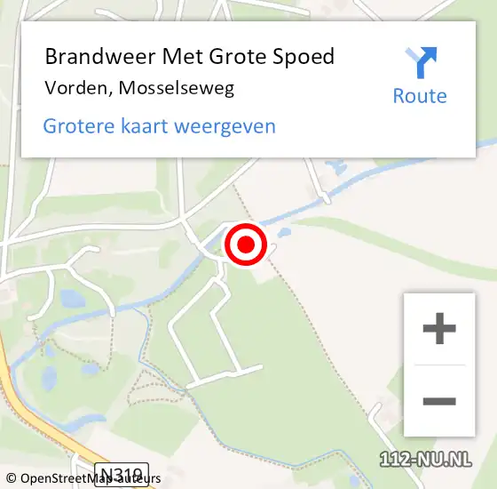 Locatie op kaart van de 112 melding: Brandweer Met Grote Spoed Naar Vorden, Mosselseweg op 21 juli 2023 07:38