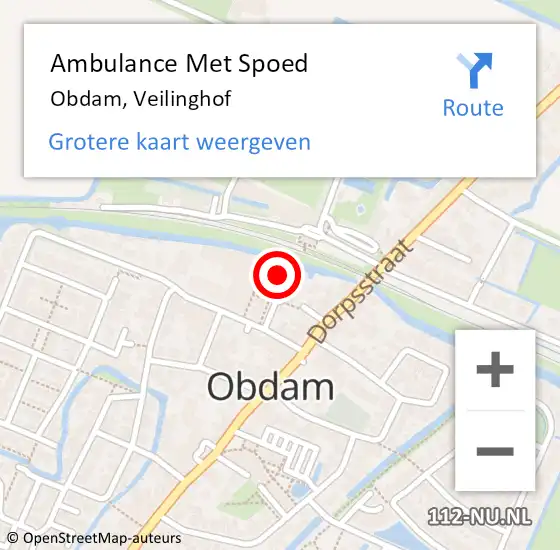 Locatie op kaart van de 112 melding: Ambulance Met Spoed Naar Obdam, Veilinghof op 21 juli 2023 07:39