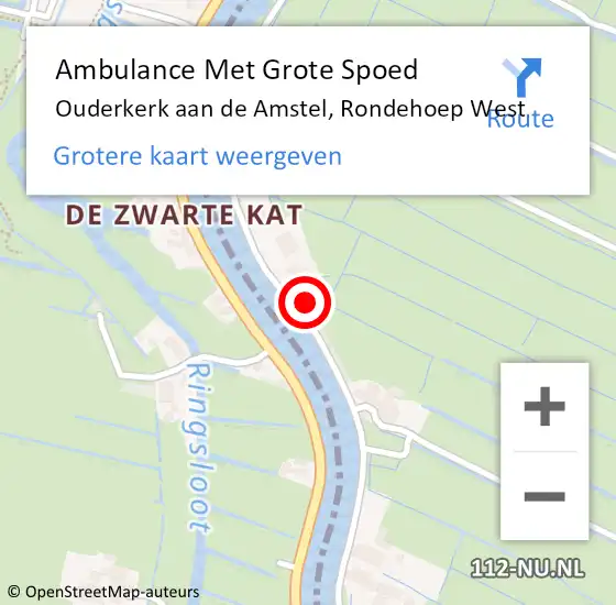 Locatie op kaart van de 112 melding: Ambulance Met Grote Spoed Naar Ouderkerk aan de Amstel, Rondehoep West op 21 juli 2023 08:09