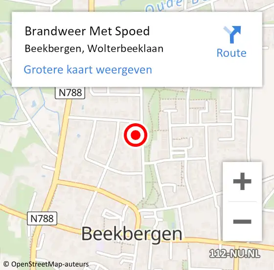 Locatie op kaart van de 112 melding: Brandweer Met Spoed Naar Beekbergen, Wolterbeeklaan op 21 juli 2023 08:32