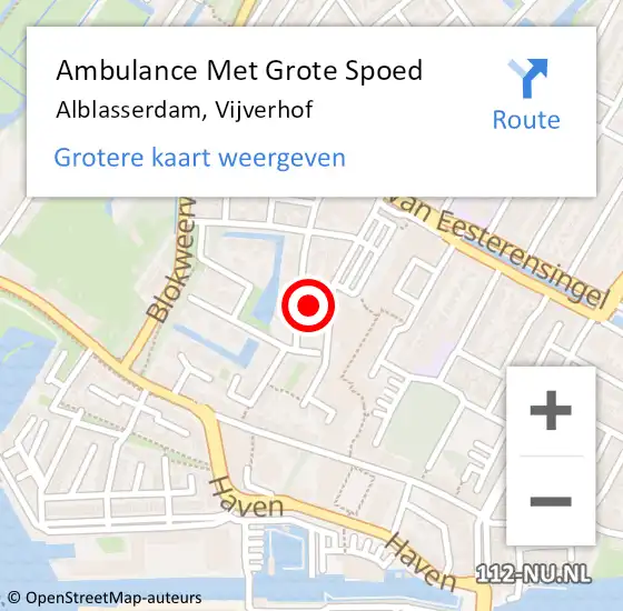 Locatie op kaart van de 112 melding: Ambulance Met Grote Spoed Naar Alblasserdam, Vijverhof op 21 juli 2023 08:34