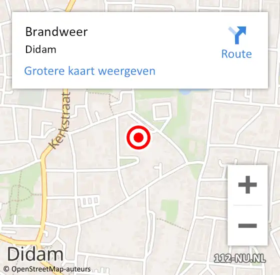 Locatie op kaart van de 112 melding: Brandweer Didam op 21 juli 2023 08:36