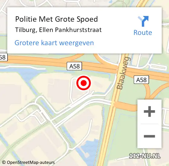 Locatie op kaart van de 112 melding: Politie Met Grote Spoed Naar Tilburg, Ellen Pankhurststraat op 21 juli 2023 09:00