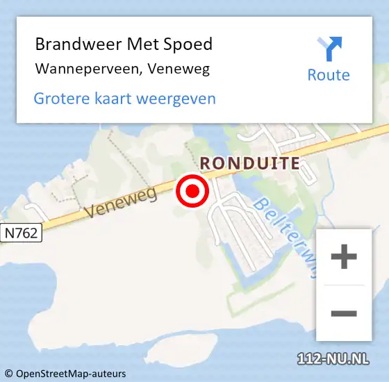 Locatie op kaart van de 112 melding: Brandweer Met Spoed Naar Wanneperveen, Veneweg op 13 oktober 2013 12:26