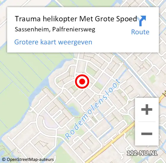 Locatie op kaart van de 112 melding: Trauma helikopter Met Grote Spoed Naar Sassenheim, Palfreniersweg op 21 juli 2023 09:02