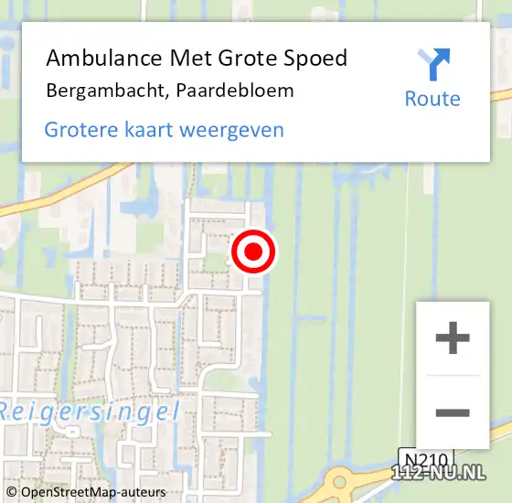 Locatie op kaart van de 112 melding: Ambulance Met Grote Spoed Naar Bergambacht, Paardebloem op 21 juli 2023 09:04