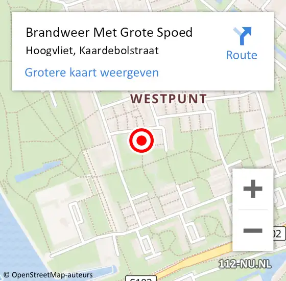 Locatie op kaart van de 112 melding: Brandweer Met Grote Spoed Naar Hoogvliet, Kaardebolstraat op 21 juli 2023 09:19