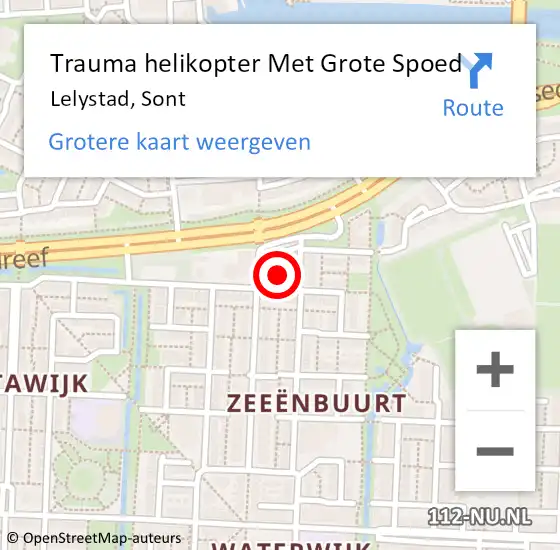 Locatie op kaart van de 112 melding: Trauma helikopter Met Grote Spoed Naar Lelystad, Sont op 21 juli 2023 09:31