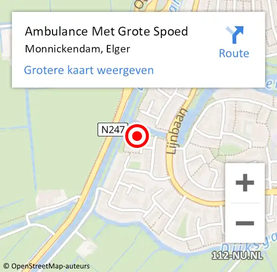 Locatie op kaart van de 112 melding: Ambulance Met Grote Spoed Naar Monnickendam, Elger op 21 juli 2023 09:46