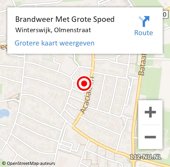 Locatie op kaart van de 112 melding: Brandweer Met Grote Spoed Naar Winterswijk, Olmenstraat op 21 juli 2023 09:51