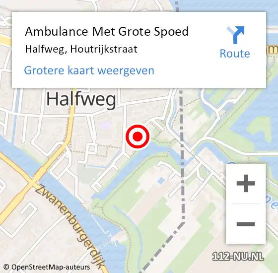 Locatie op kaart van de 112 melding: Ambulance Met Grote Spoed Naar Halfweg, Houtrijkstraat op 21 juli 2023 10:35