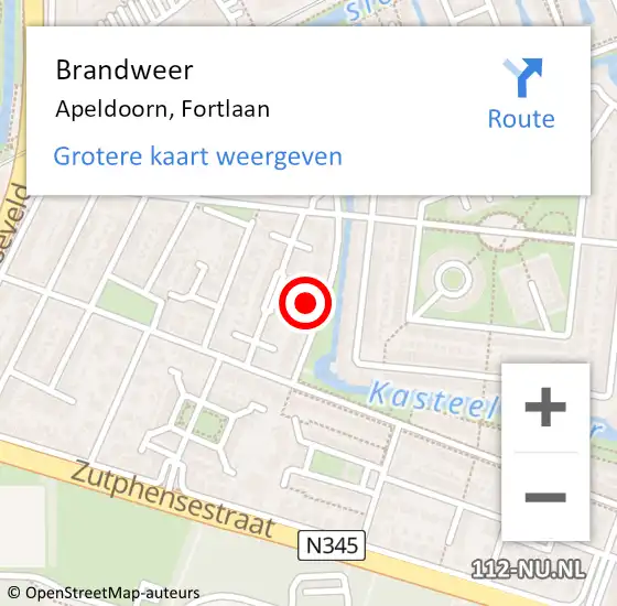 Locatie op kaart van de 112 melding: Brandweer Apeldoorn, Fortlaan op 21 juli 2023 11:14