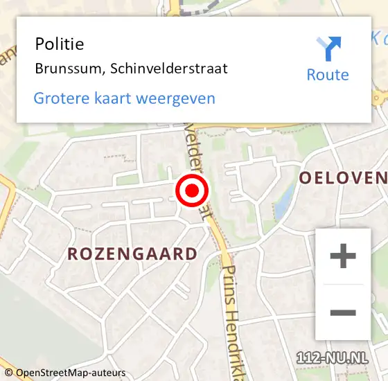 Locatie op kaart van de 112 melding: Politie Brunssum, Schinvelderstraat op 21 juli 2023 11:45