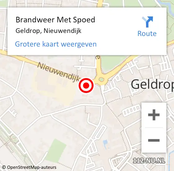 Locatie op kaart van de 112 melding: Brandweer Met Spoed Naar Geldrop, Nieuwendijk op 21 juli 2023 12:00