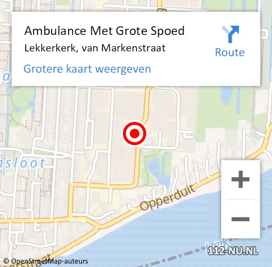Locatie op kaart van de 112 melding: Ambulance Met Grote Spoed Naar Lekkerkerk, van Markenstraat op 21 juli 2023 12:01