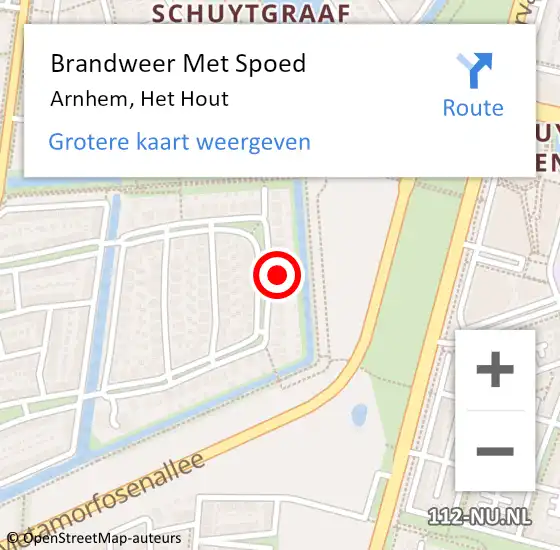 Locatie op kaart van de 112 melding: Brandweer Met Spoed Naar Arnhem, Het Hout op 21 juli 2023 12:07