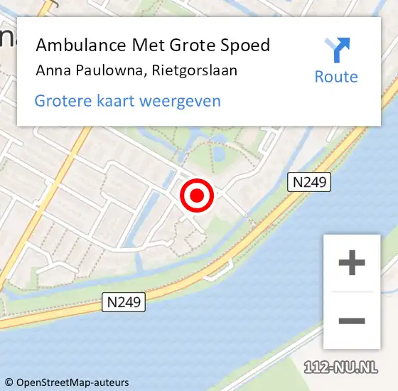 Locatie op kaart van de 112 melding: Ambulance Met Grote Spoed Naar Anna Paulowna, Rietgorslaan op 21 juli 2023 12:30