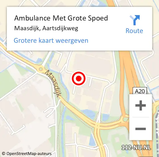 Locatie op kaart van de 112 melding: Ambulance Met Grote Spoed Naar Maasdijk, Aartsdijkweg op 21 juli 2023 12:31