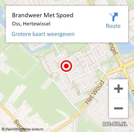 Locatie op kaart van de 112 melding: Brandweer Met Spoed Naar Oss, Hertewissel op 21 juli 2023 12:37