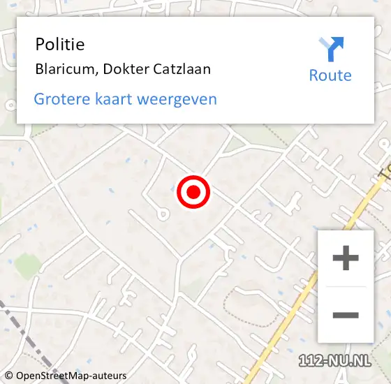 Locatie op kaart van de 112 melding: Politie Blaricum, Dokter Catzlaan op 21 juli 2023 12:40