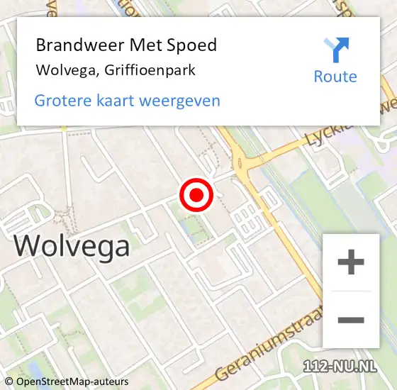 Locatie op kaart van de 112 melding: Brandweer Met Spoed Naar Wolvega, Griffioenpark op 21 juli 2023 13:00